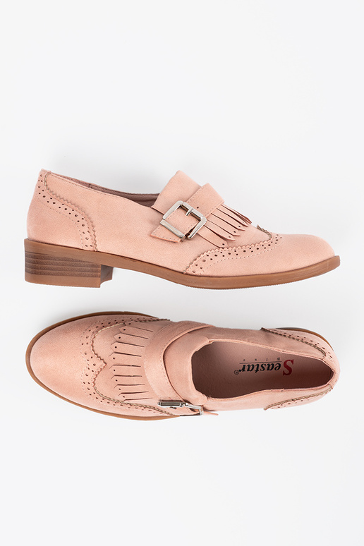 Mocassins plats roses en daim