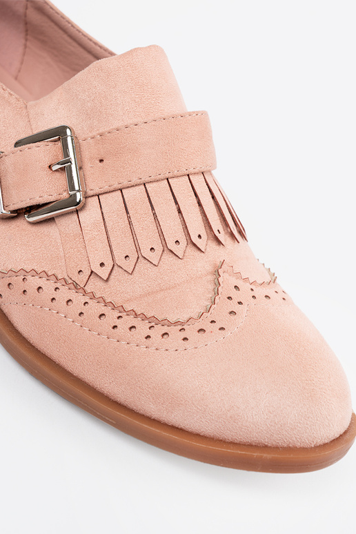 Mocassins plats roses en daim