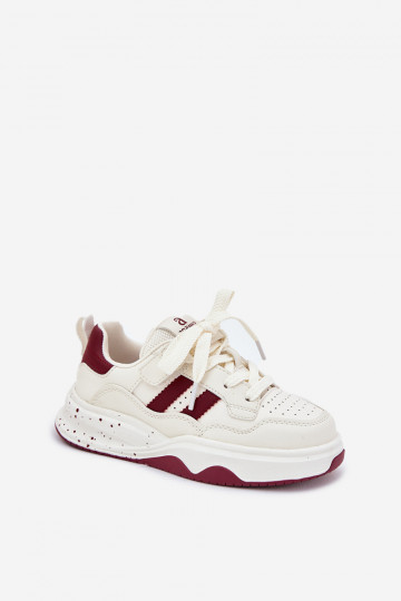 Chaussures modèle baskets Puéril avec une plateforme beige-Bourgogne Grellio