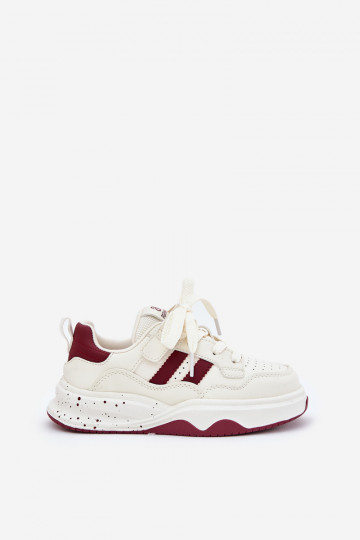 Chaussures modèle baskets Puéril avec une plateforme beige-Bourgogne Grellio 2