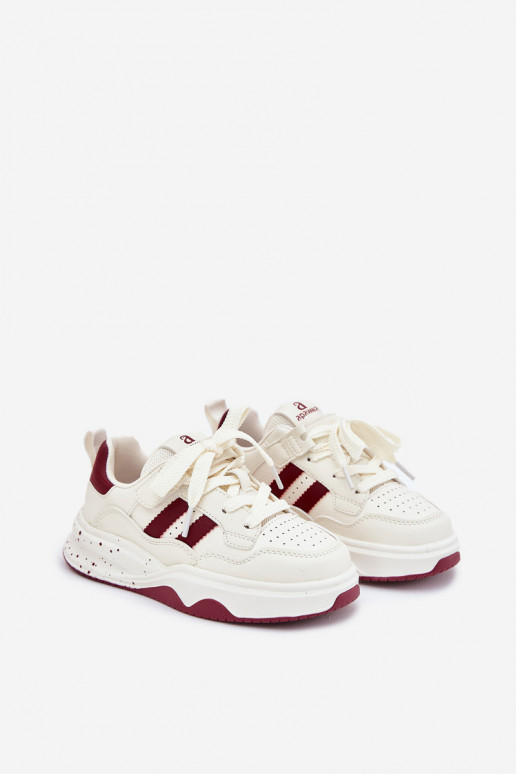 Sneakers Stilvollllschuhe Kindisch mit einer Plattform Beige-Burgund Grellio