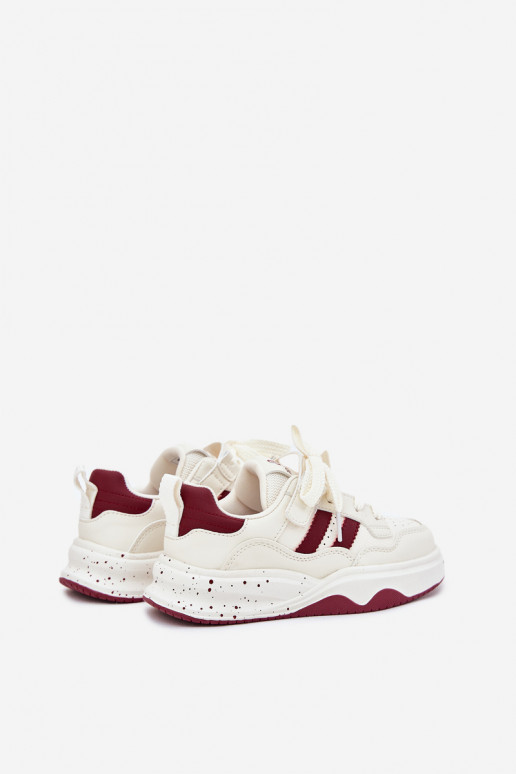 Sneakers model schoenen Kinderen met platform beige-bordeaux Grellio