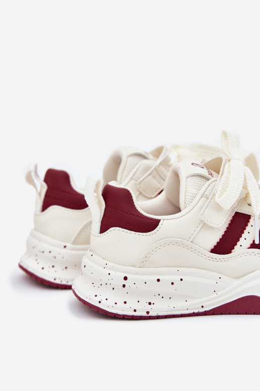 Sneakers model schoenen Kinderen met platform beige-bordeaux Grellio