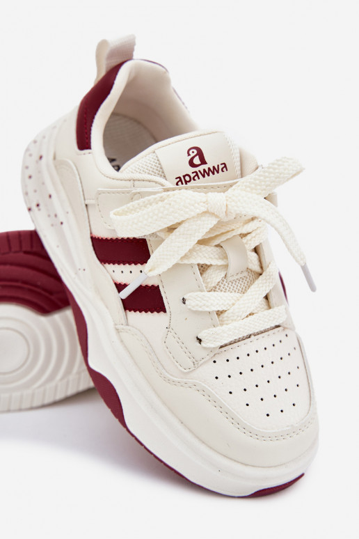 Sneakers model schoenen Kinderen met platform beige-bordeaux Grellio