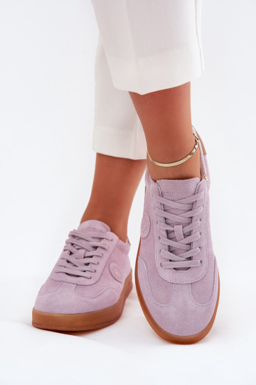 Dames sneakers van suède Big Star RR274849 HI-POLY SYSTEM in zandkleur 2