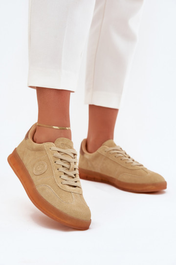 van suède Sneakers model schoenen Dames Big Star RR274849 HI-POLY SYSTEM beige