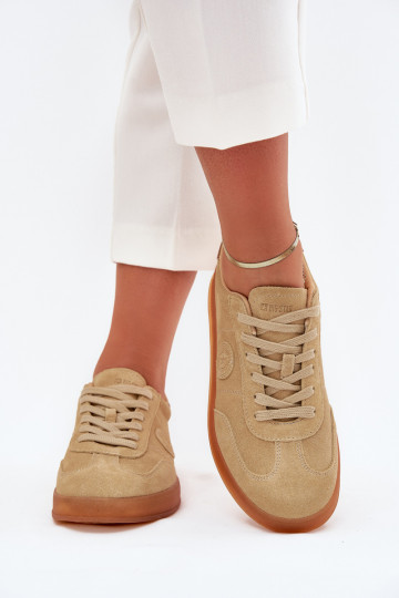 van suède Sneakers model schoenen Dames Big Star RR274849 HI-POLY SYSTEM beige 2