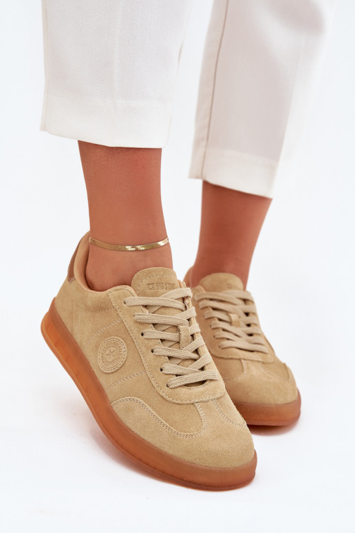 van suède Sneakers model schoenen Dames Big Star RR274849 HI-POLY SYSTEM beige