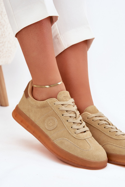 van suède Sneakers model schoenen Dames Big Star RR274849 HI-POLY SYSTEM beige