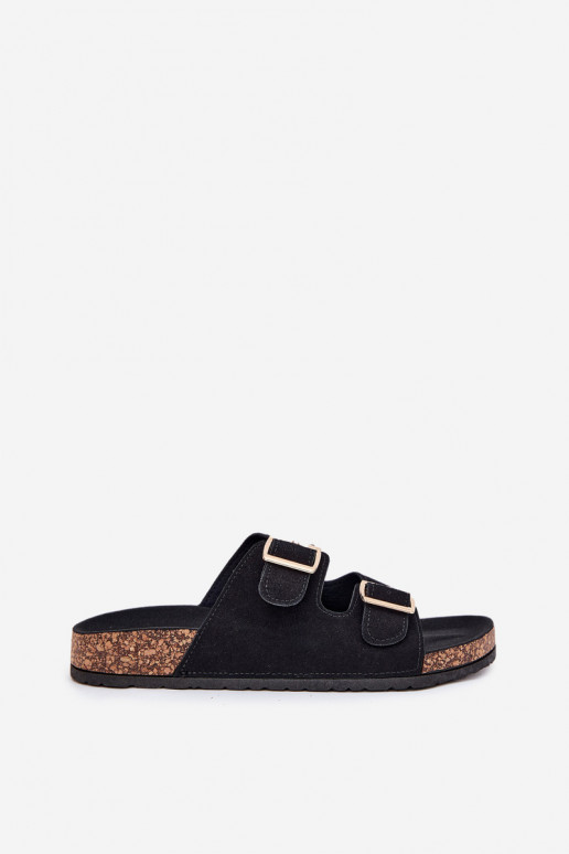 Pantoufles pour femmes Ze couleur doréemi avec bouclesmi I Przeszyciami couleur noire Lunera Pantoufles pour femmes Ze couleur doréemi avec bouclesmi I Przeszyciami couleur noire Lunera