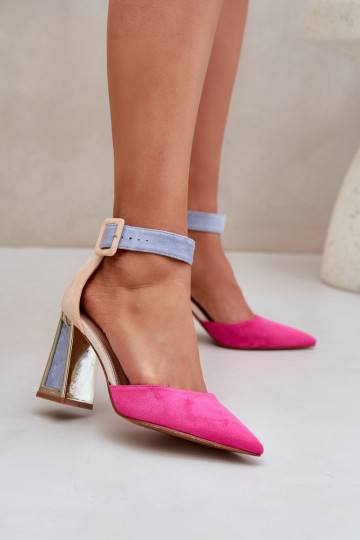 Sandalen mit Absätzen Ze Szpiczastymi Noskami pinke Farbe Gekkaria