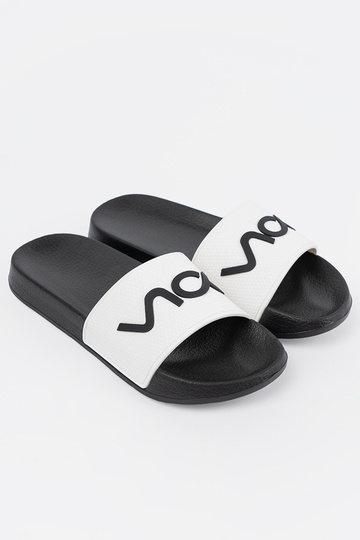 Blanc-couleur noire Chaussons avec une note