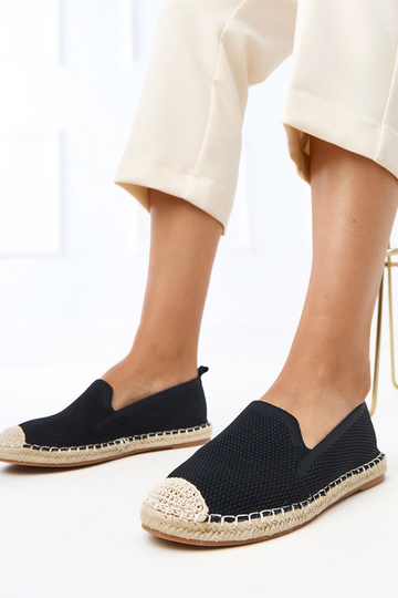 Schwarze Espadrilles mit Plateau Luna