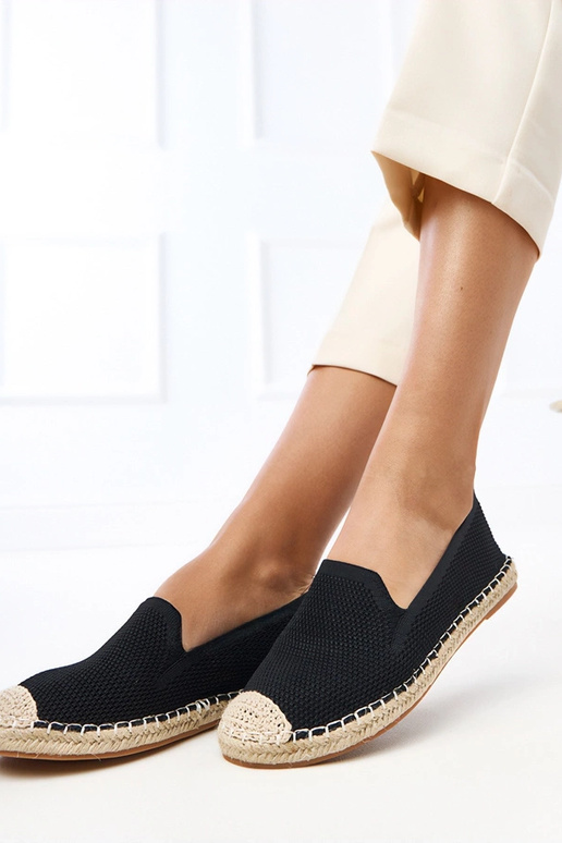 Schwarze Espadrilles mit Plateau Luna
