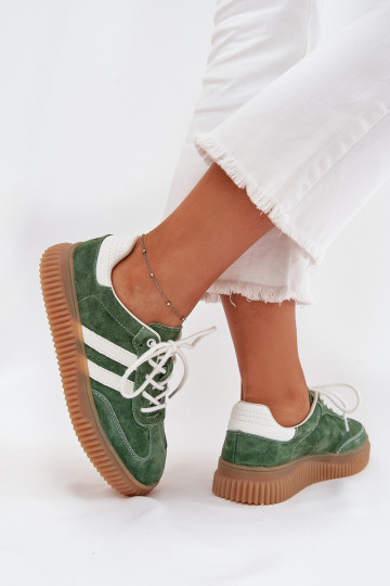 en daim Chaussures modèle baskets Féminin avec une plateforme couleur verte Venera