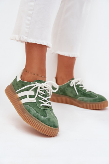en daim Chaussures modèle baskets Féminin avec une plateforme couleur verte Venera 2