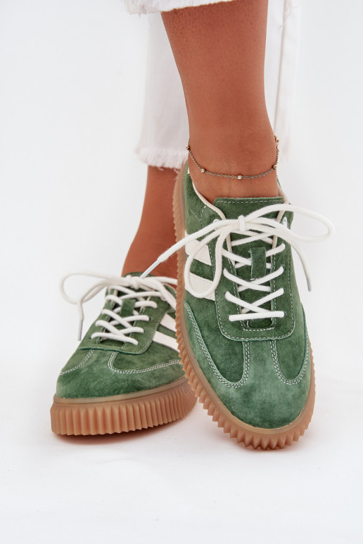 van suède Sneakers model schoenen Dames met platform groene kleur Venera