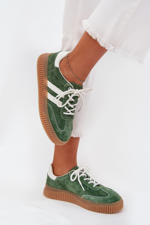 van suède Sneakers model schoenen Dames met platform groene kleur Venera