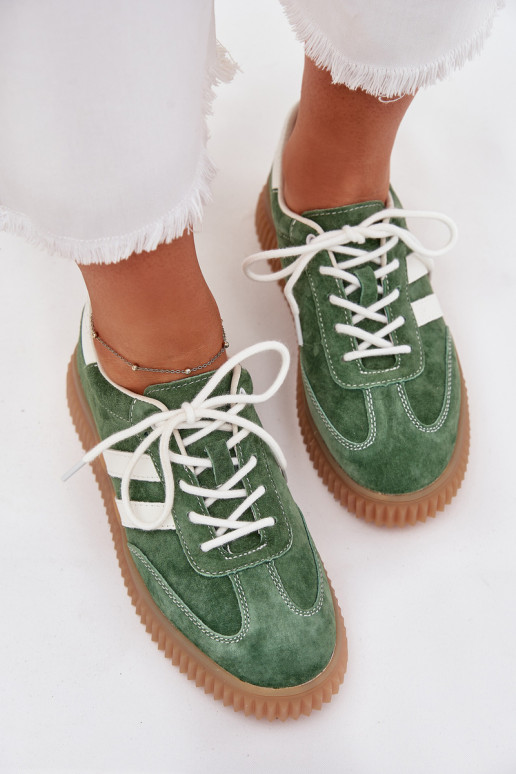 van suède Sneakers model schoenen Dames met platform groene kleur Venera