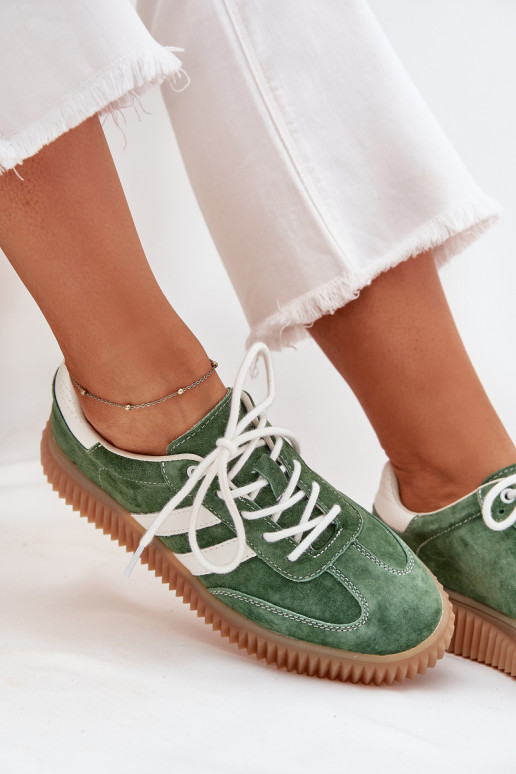 van suède Sneakers model schoenen Dames met platform groene kleur Venera