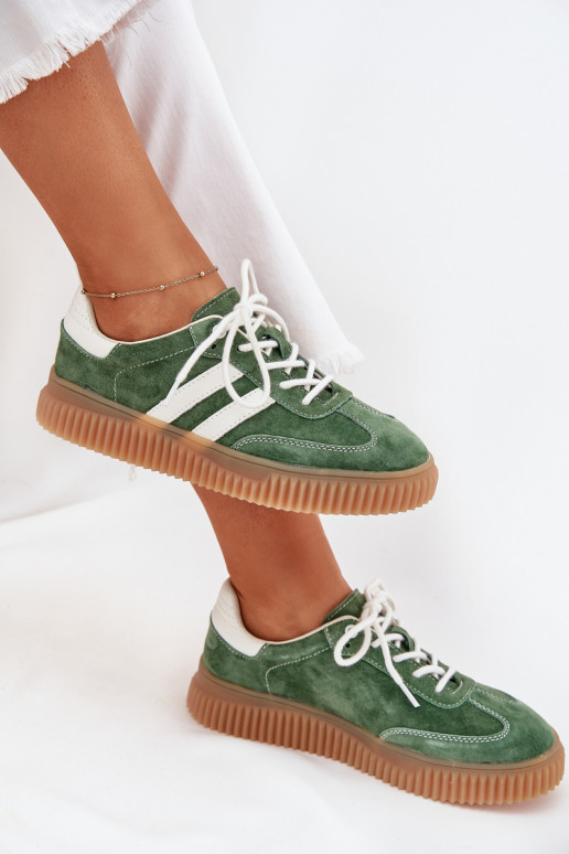 van suède Sneakers model schoenen Dames met platform groene kleur Venera