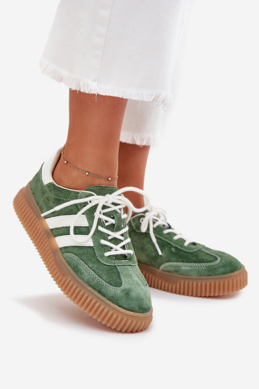 van suède Sneakers model schoenen Dames met platform groene kleur Venera