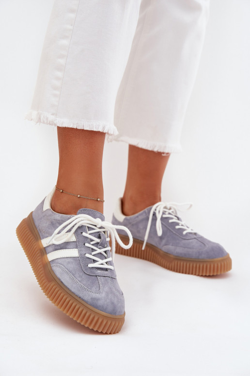 en daim Chaussures modèle baskets Féminin avec une plateforme couleur bleue Venera