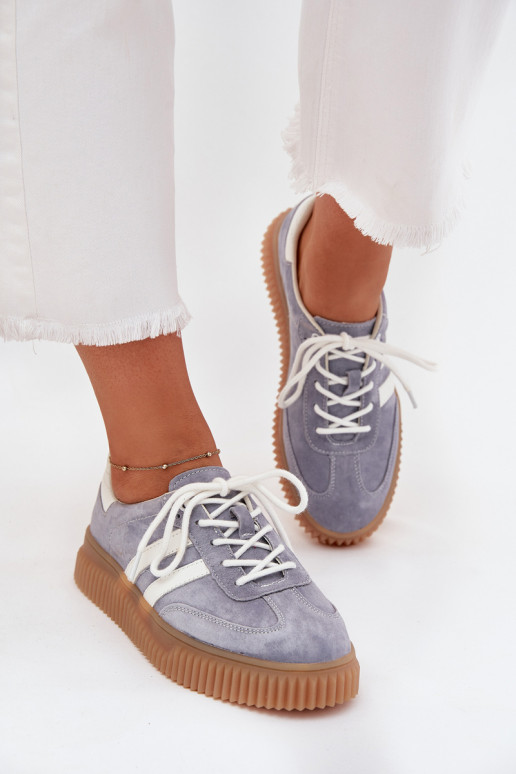 aus INildleder Sneakers Stilvollllschuhe Feminin mit einer Plattform blaue Farbe Venera