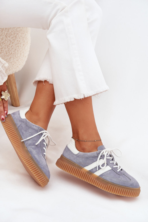 en daim Chaussures modèle baskets Féminin avec une plateforme couleur bleue Venera