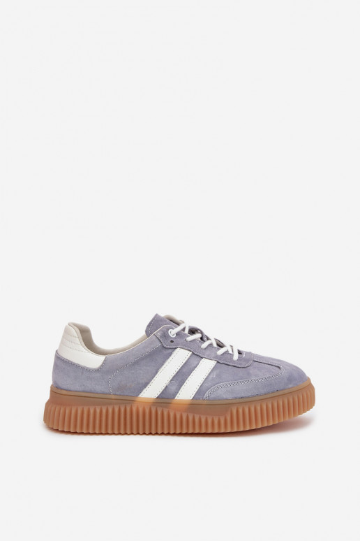 aus INildleder Sneakers Stilvollllschuhe Feminin mit einer Plattform blaue Farbe Venera