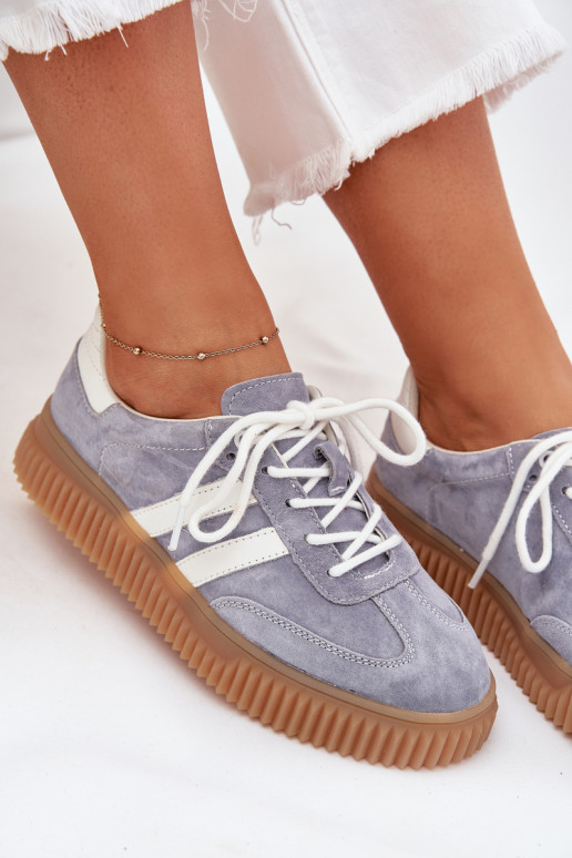 en daim Chaussures modèle baskets Féminin avec une plateforme couleur bleue Venera