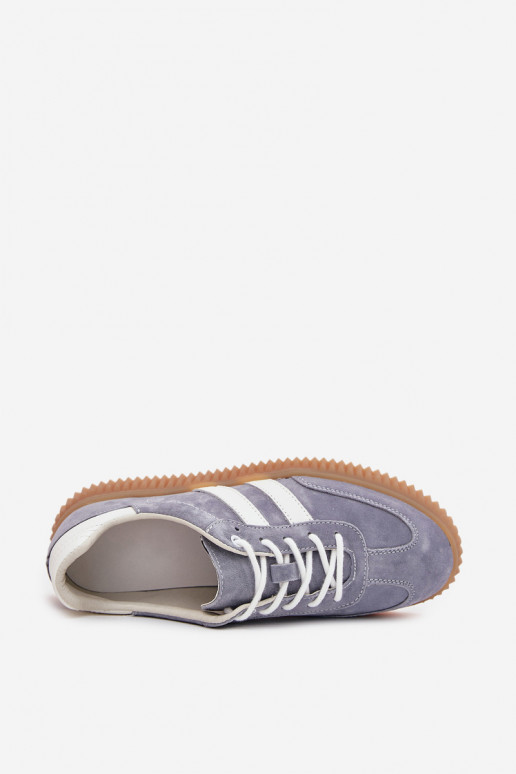 aus INildleder Sneakers Stilvollllschuhe Feminin mit einer Plattform blaue Farbe Venera