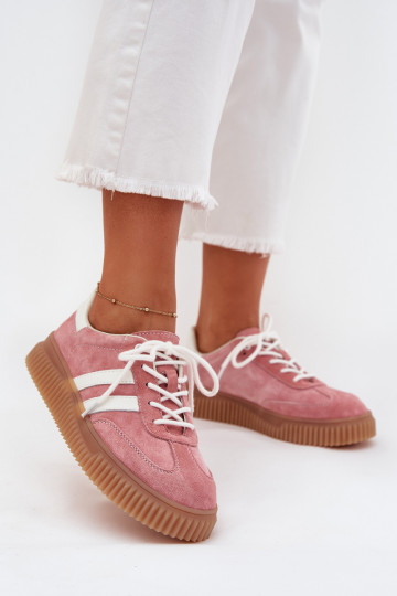 van suède Sneakers model schoenen Dames met platform roze Venera 2