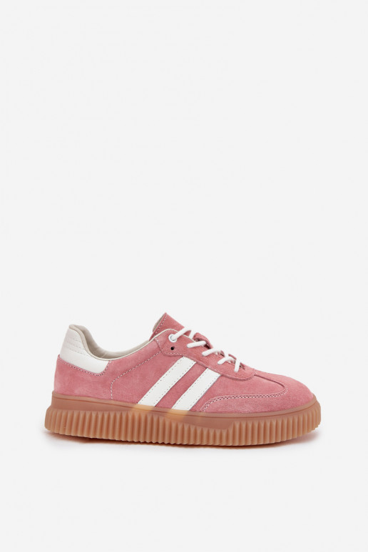aus INildleder Sneakers Stilvollllschuhe Feminin mit einer Plattform pinke Farbe Venera