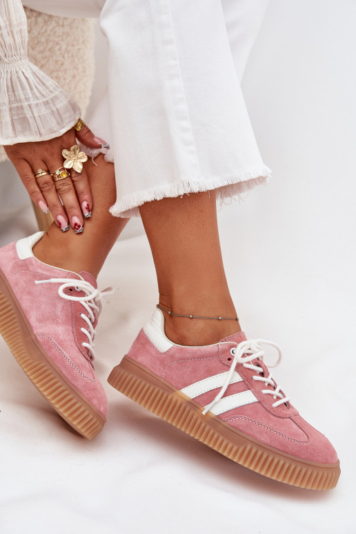 en daim Chaussures modèle baskets Féminin avec une plateforme couleur rose Venera en daim Chaussures modèle baskets Féminin avec une plateforme couleur rose Venera
