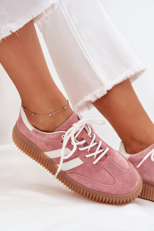 en daim Chaussures modèle baskets Féminin avec une plateforme couleur rose Venera en daim Chaussures modèle baskets Féminin avec une plateforme couleur rose Venera