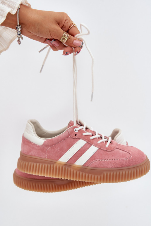 van suède Sneakers model schoenen Dames met platform roze Venera van suède Sneakers model schoenen Dames met platform roze Venera