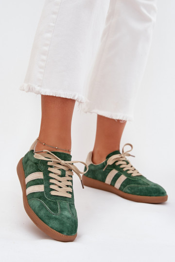 van suède Sneakers model schoenen Dames groene kleur Sirella 2