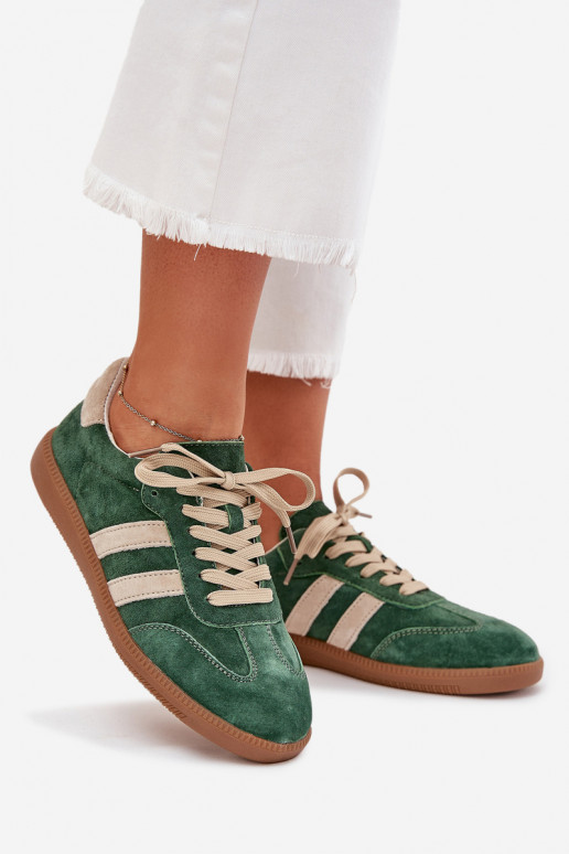 en daim Chaussures modèle baskets Féminin couleur verte Sirella