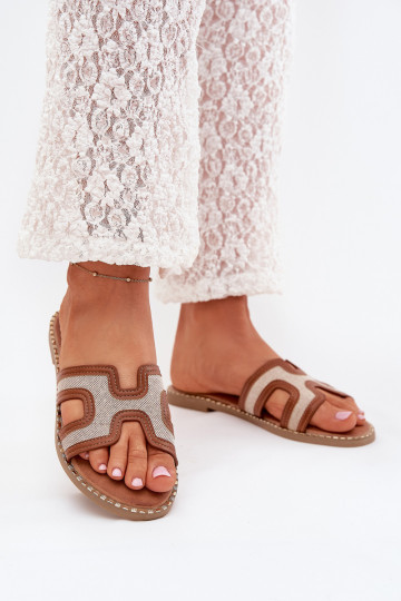 Pantoufles pour femmes avec des talons larges marron Vereya