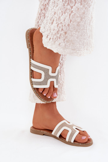 Pantoufles pour femmes avec des talons larges couleur blanche Vereya