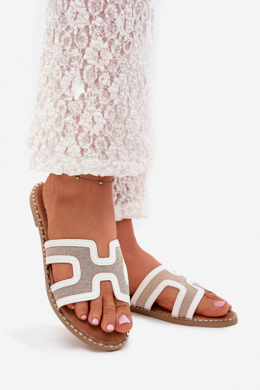 Pantoufles pour femmes avec des talons larges couleur blanche Vereya