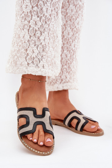 Pantoufles pour femmes avec des talons larges couleur noire Vereya