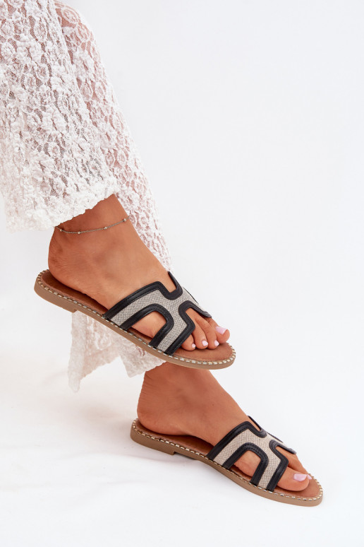 Pantoufles pour femmes avec des talons larges couleur noire Vereya