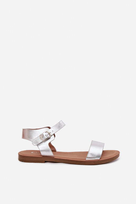 Sandales pour femmes avec des talons larges Eko Peau couleur argent Kivara