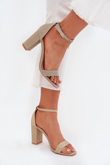 Goldene glänzende Damen-High Heels Sandalen Kavina 2