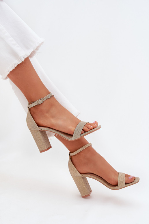 Glitters Damessandalen met hoge hakken gouden kleur Kavina