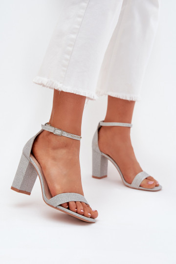 mit Glanz Damen-Sandalen mit hohen Absätzen Silberfarbe Kavina 2