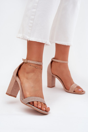 mit Glanz Damen-Sandalen mit hohen Absätzen roségoldene Farbe Kavina 2