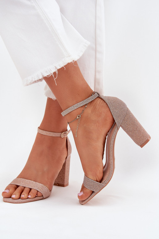 mit Glanz Damen-Sandalen mit hohen Absätzen roségoldene Farbe Kavina